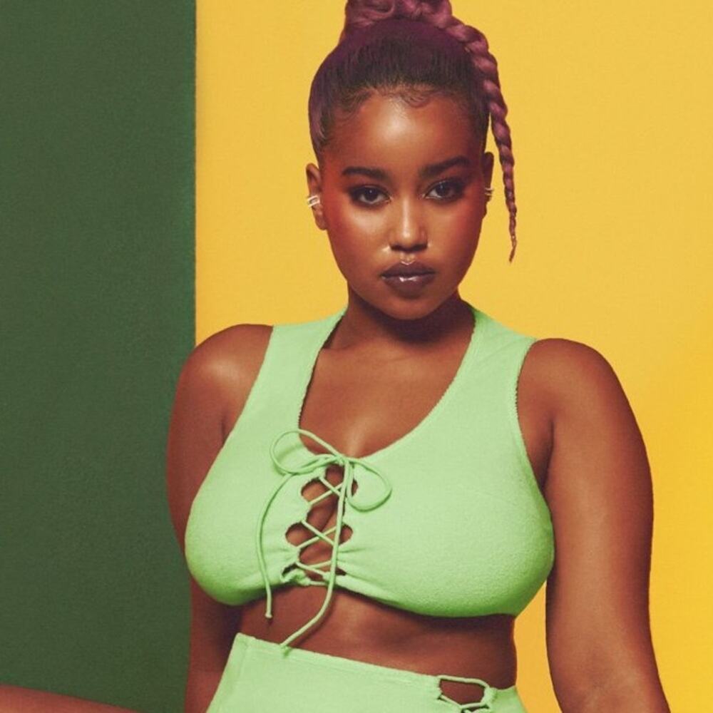 NWT Savage X Fenty 70s Terry Sleeveless Crop Top Tie Front Green Size Medium